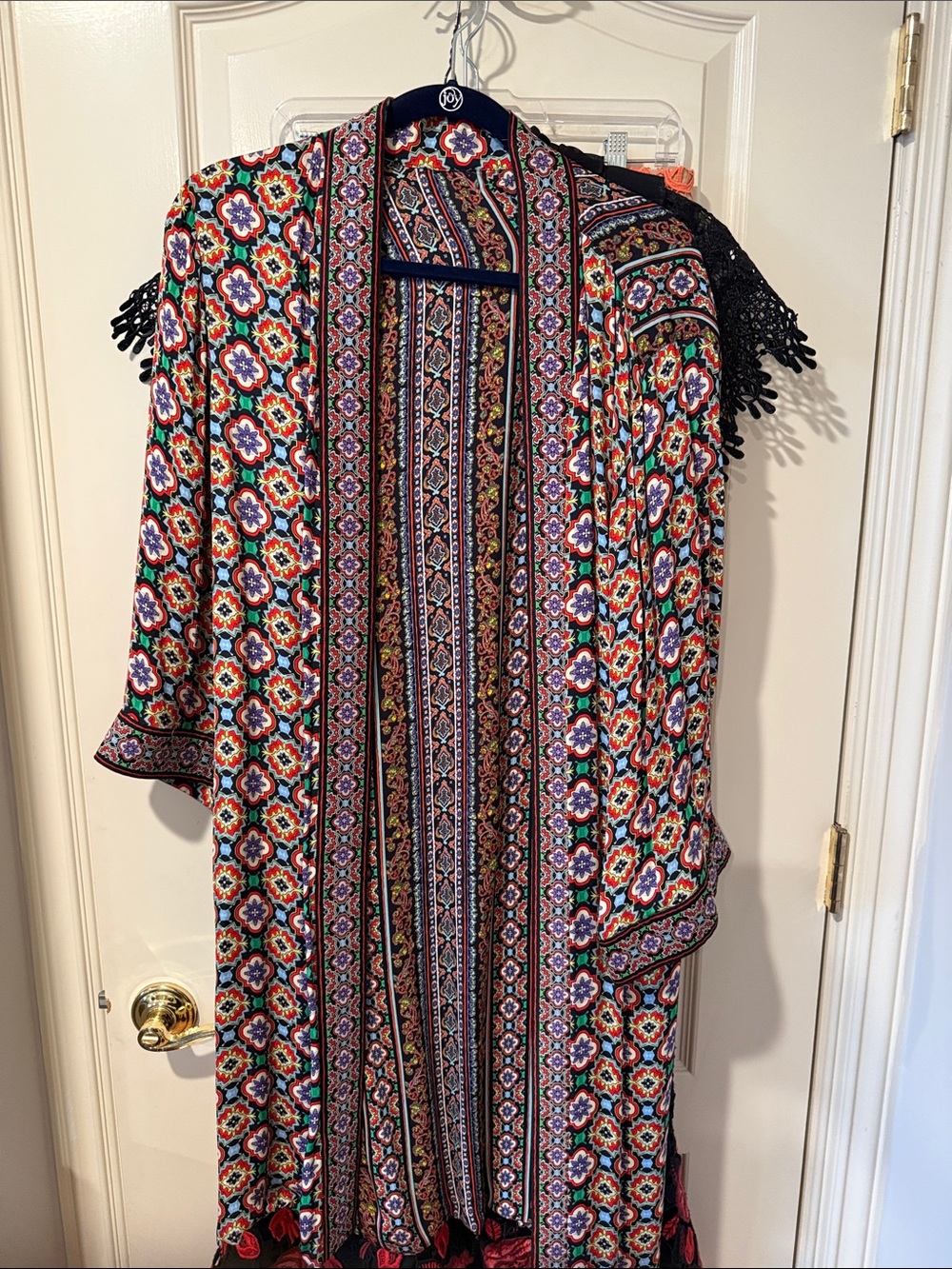 Alice + Olivia Multicolor Floral Print Kimono - Red, Blue, Green